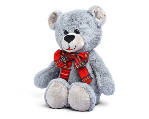 Мишка Ваня В25 серый с бантом