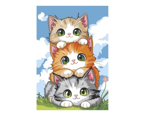 Картина по номерам на холсте 20х30 "Башня из котиков"