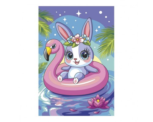 Картина по номерам на холсте 20х30 "Зайчик на отдыхе"