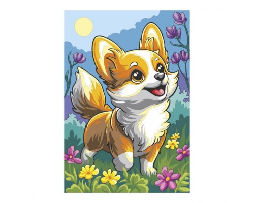 Картина по номерам на холсте 20х30 "Малыш корги"