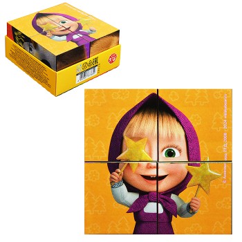 Кубики 4шт "Маша и Медведь" (Анимаккорд)