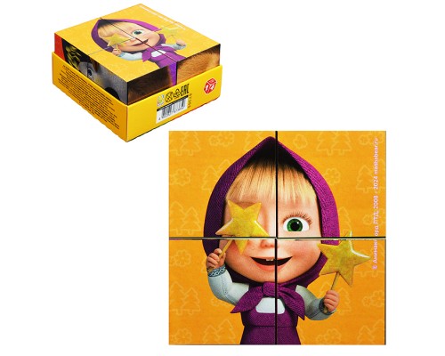 Кубики 4шт "Маша и Медведь" (Анимаккорд)