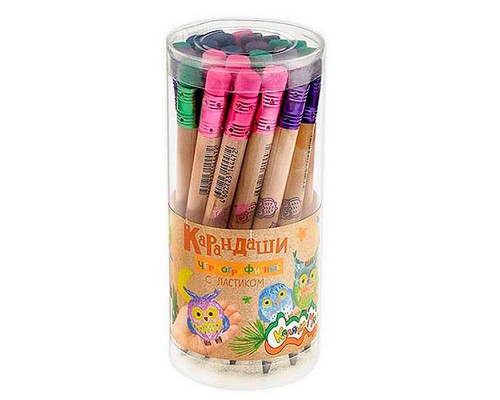 Карандаш чернографитный Jumbo НВ с ластиком заточенный круглый