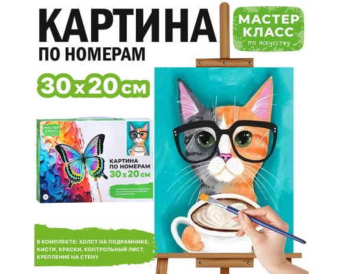 Набор для рисования "Картина по номерам 30х20 см. Котик в очках"