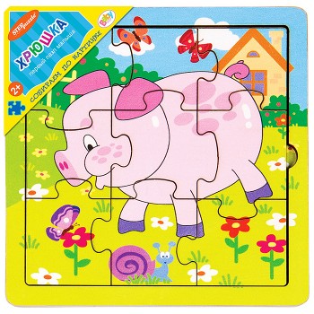 Деревянный пазл "Хрюшка" (собираем по картинке) (Baby Step)