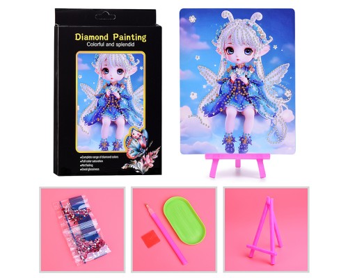 Мозаика алмазная "Девочка-бабочка" 15*20см