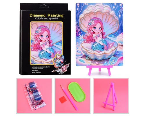 Мозаика алмазная "Русалочка в ракушке" 15*20см