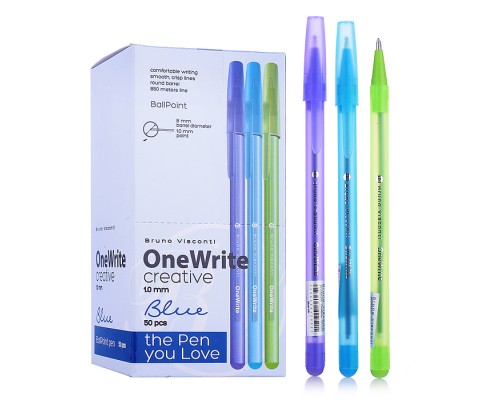 Ручка "OneWrite Creative" шариковая 1.0 мм, синяя (3 цвета)
