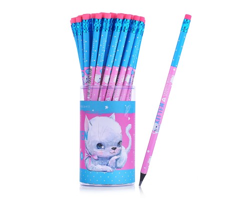 Карандаш чернографитовый с ластиком "Kids Color. Кошка с бантом" HB (пластиковый корпус)