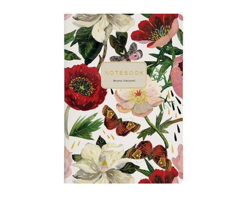 Записная книжка из экокожи 60 л. линейка "Пионы"