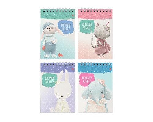 Блокнот А6 40 л. "Kids" 4 вида на верхней пружине ,клетка