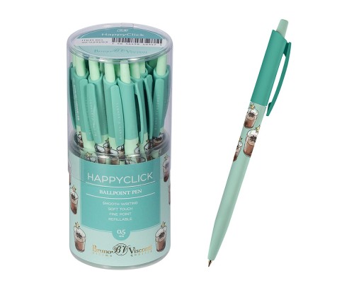 Ручка "HappyClick. Кофемания. Шоколадный коктейль" шариковая 0.5 мм, синяя