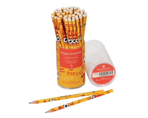 Карандаш чернографитовый "HappyGraphix. Футбол.Чемпионы. Испания" НВ