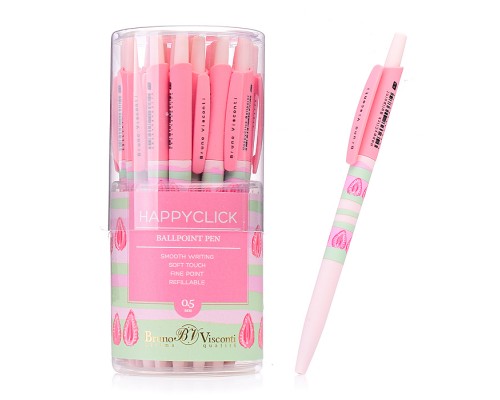 Ручка "HappyClick. Ягодные тортики. Клубника" шариковая 0.5мм, синяя