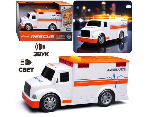 Машина "Скорая помощь" 1:32 (свет, звук) в коробке