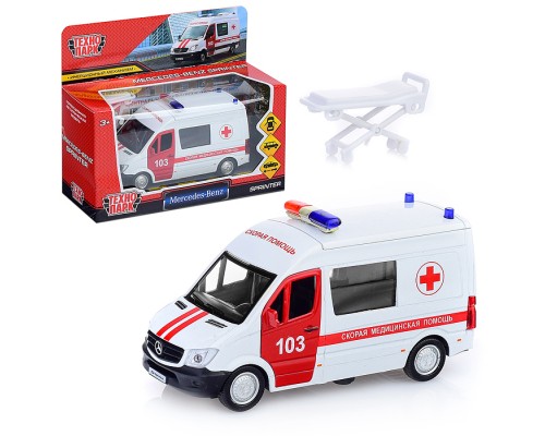 Машина "Mercedes-Benz sprinter Скорая" 14см, (открыв. двери) инерц. в коробке