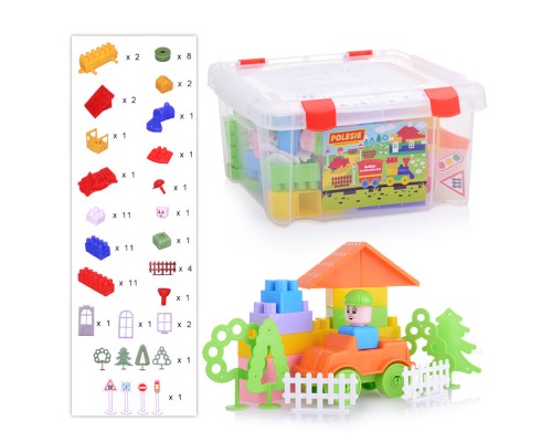 Конструктор "Строитель" (71 элемент) (в контейнере)