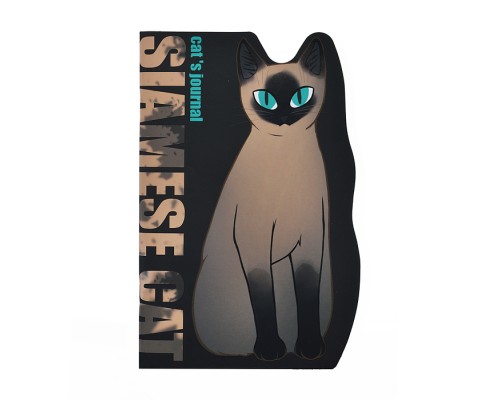 Записная книжка с вырубкой "Сиамский кот" (140х215мм, 48л, Софт тач с выб.УФ-лаком)