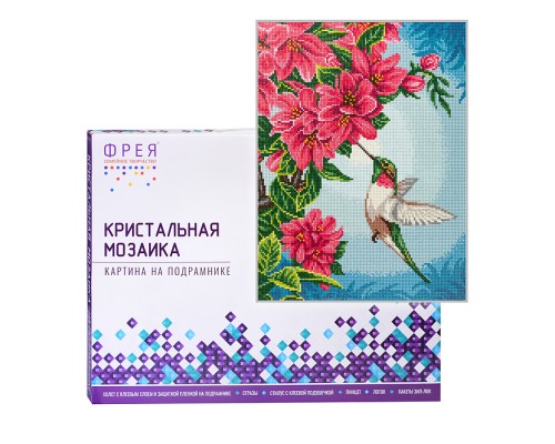 Кристальная (алмазная) мозаика на подрамнике 30х40 "Колибри"
