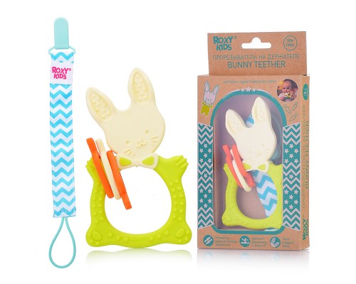 Универсальный прорезыватель BUNNY с держателем. Цвет зелёный.