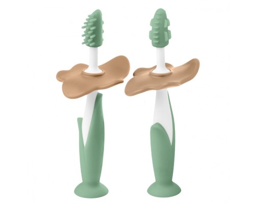 Прорезыватель для зубов и массажер для десен, 2 шт, оливковый