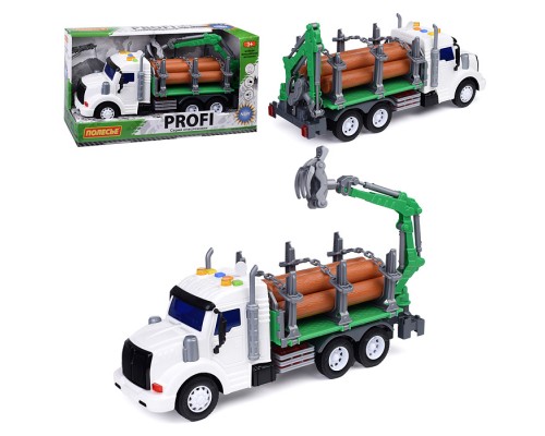 Автомобиль-лесовоз "Профи" инерционный (со светом и звуком) зелёный