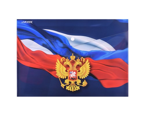 Папка-конверт на кнопке "Герб" A4 (335x240 мм) 180 мкм, непрозрачная с рисунком, индивидуальная маркировка