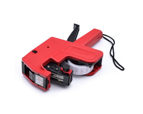 Этикет-пистолет 1-строчный, 8 символов, для прямоугольных этикеток 21x12 мм, красный цвет корпуса