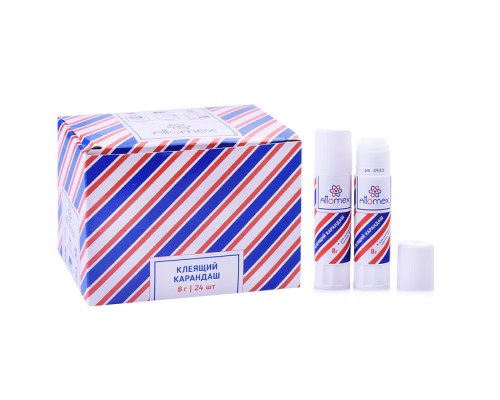 Клеящий карандаш PVA основа "Attomex" 08 г в картонном дисплее с пластиковым поддоном