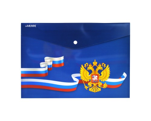 Папка-конверт на кнопке "Герб" A4 (335x240 мм) 180 мкм, непрозрачная с рисунком, индивидуальная маркировка