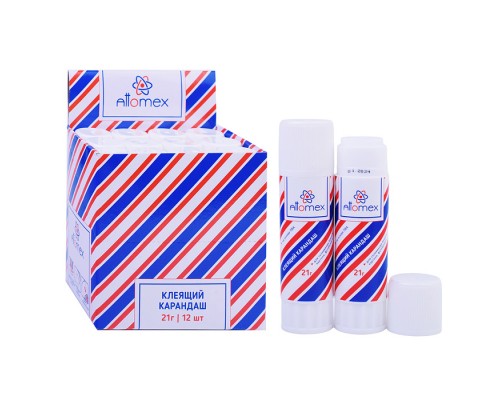 Клеящий карандаш PVA основа "Attomex" 21 г в картонном дисплее с пластиковым поддоном