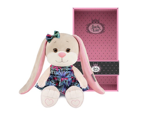 Зайка Лин в платье с ярким цветочным принтом, 20 см, в коробке