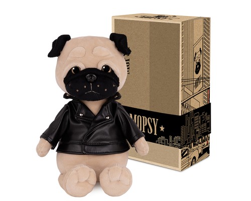 Мопс Мопси в Кожаной куртке, 20 см, в коробке