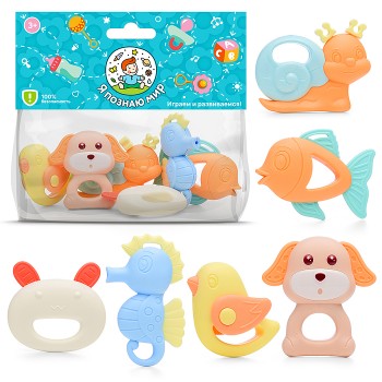 Набор погремушек "Милые зверята" в пакете