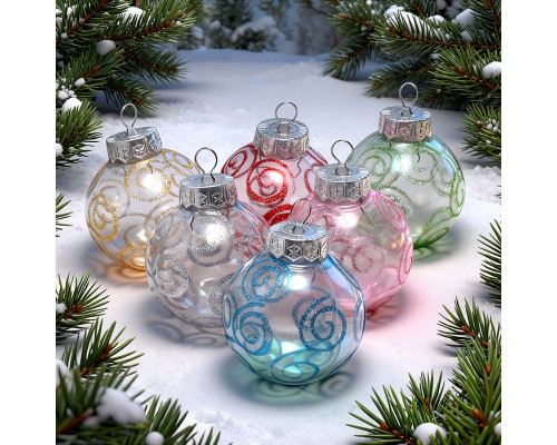 Набор новогодних украшений "Цветные узоры" (6шт х 6см)