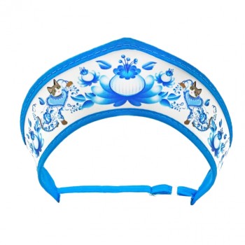 Кокошник-ободок "Русские промыслы" голубой, с регулируемой резинкой, универсальный, полиэстер