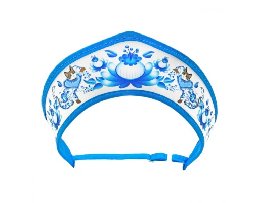 Кокошник-ободок "Русские промыслы" голубой, с регулируемой резинкой, универсальный, полиэстер