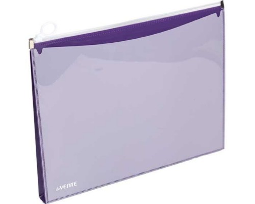 Папка на молнии с карманом "Marandi" A4 (320x245х25 мм) полипропилен 180 мкм, с карманом, с расширением 25 мм, глянцевая, лавандовая, индивидуальная маркировка