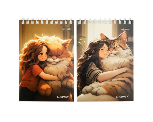 Блокнот А6 40л. клетка "Большой пушистый кот"  ассорти, цвет.мелов.обл, офсет