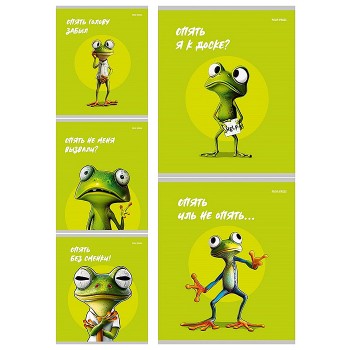 Тетрадь 48л. клетка "Жабка" цветная мелованная обложка