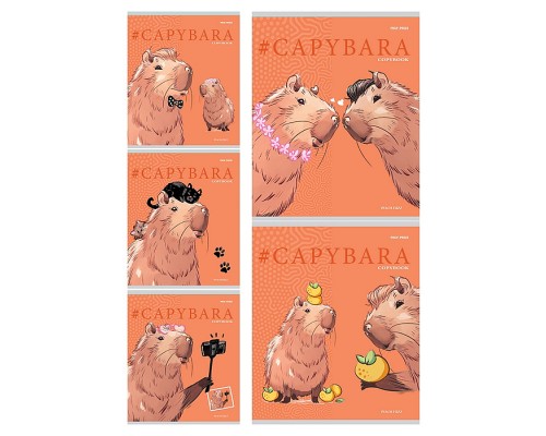 Тетрадь 48л. клетка "Капибара краш" цветная мелованная обложка