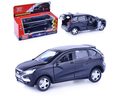 Машина металл Lada Xray 12см, (открыв. двери, черный) инерц, в коробке