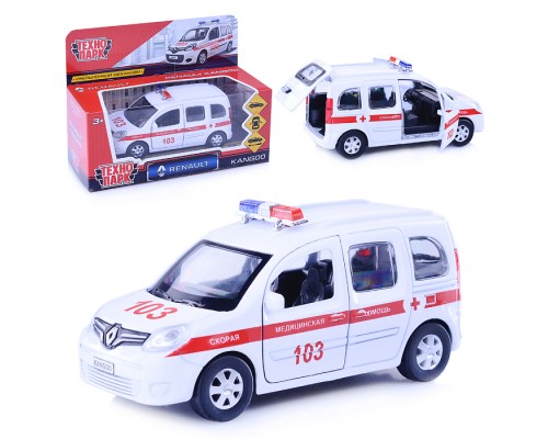 Машина металл Renault Kangoo Скорая, 12см, (открыв. двери) инерц., в коробке