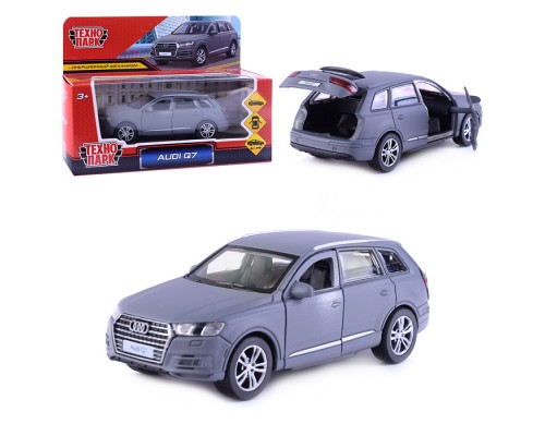 Машина металл AUDI Q7 матовый, 12 см, (двер, багаж, серый)инерц, в коробке