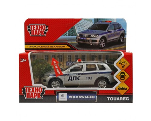 Машина металл свет-звук Volkswagen Touareg Полиция 12 см, (двер, багажник) инерц, в коробке