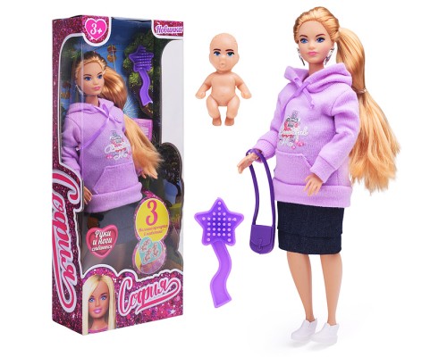 Кукла 29 см София plus size беременная тройней, руки и ноги сгиб, акс, кор