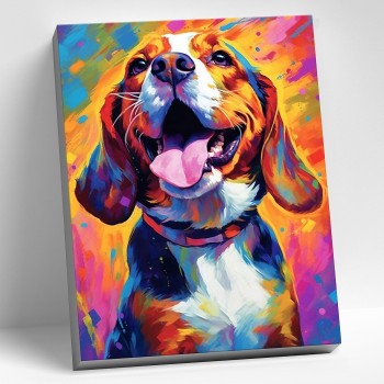 Картина по номерам 40х50 "Красочный бигль" (26 цветов)