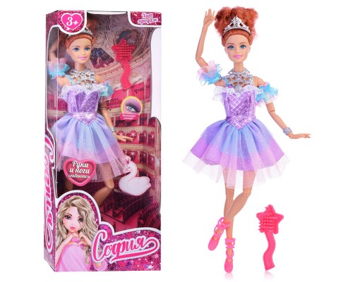 Кукла София 29 см, (руки и ноги сгиб, балерина, ресницы, акс,) в коробке