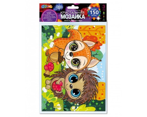 Кристальная мозаика 17*23 см., "Лесные зверята" в пакете