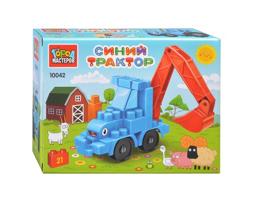 Конструктор большие кубики: Синий трактор, 21 дет.
